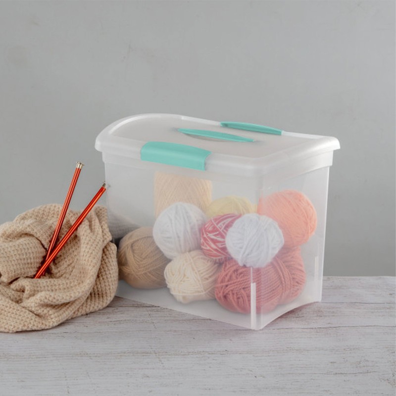 Sterilite Large Nesting ShowOffs, Stackable Small Storage Bin with Lid, 6 Pack gallery
