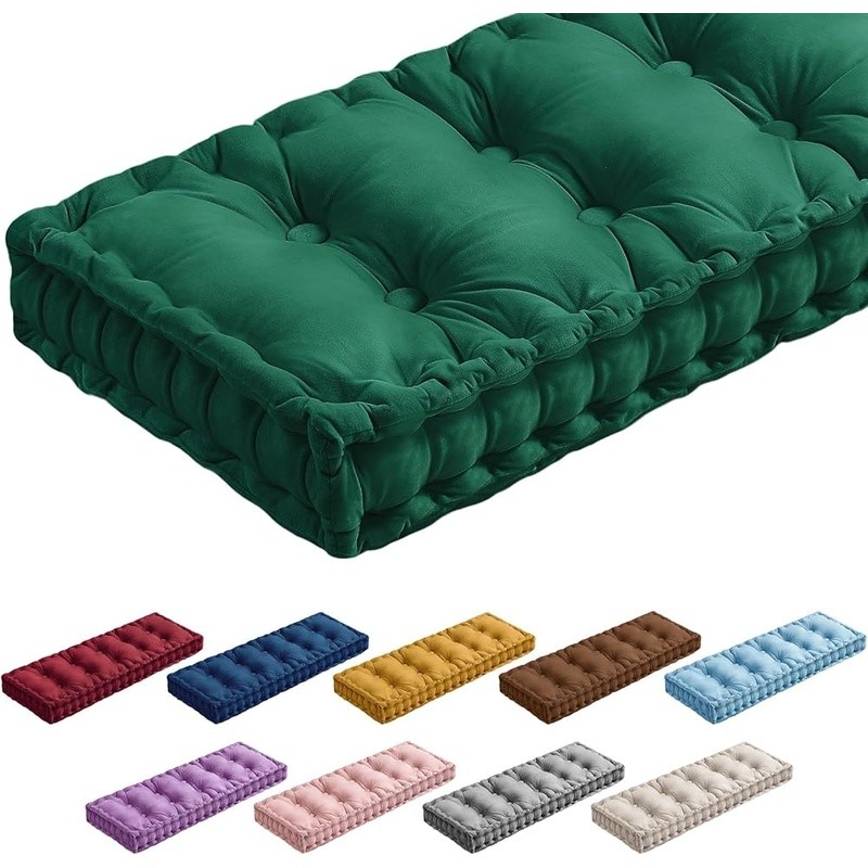 Velvet Memory Foam Bench Cushion Tufted Pillow Indoor Seating Comfort Decor New gallery