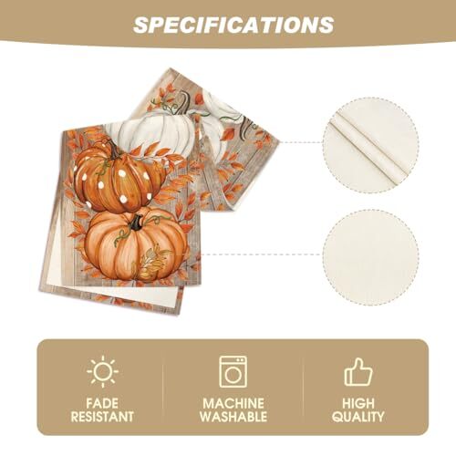 Polka Dot Pumpkin Eucalyptus Wood Fall Table 13" x 48", Table Runner Orange gallery