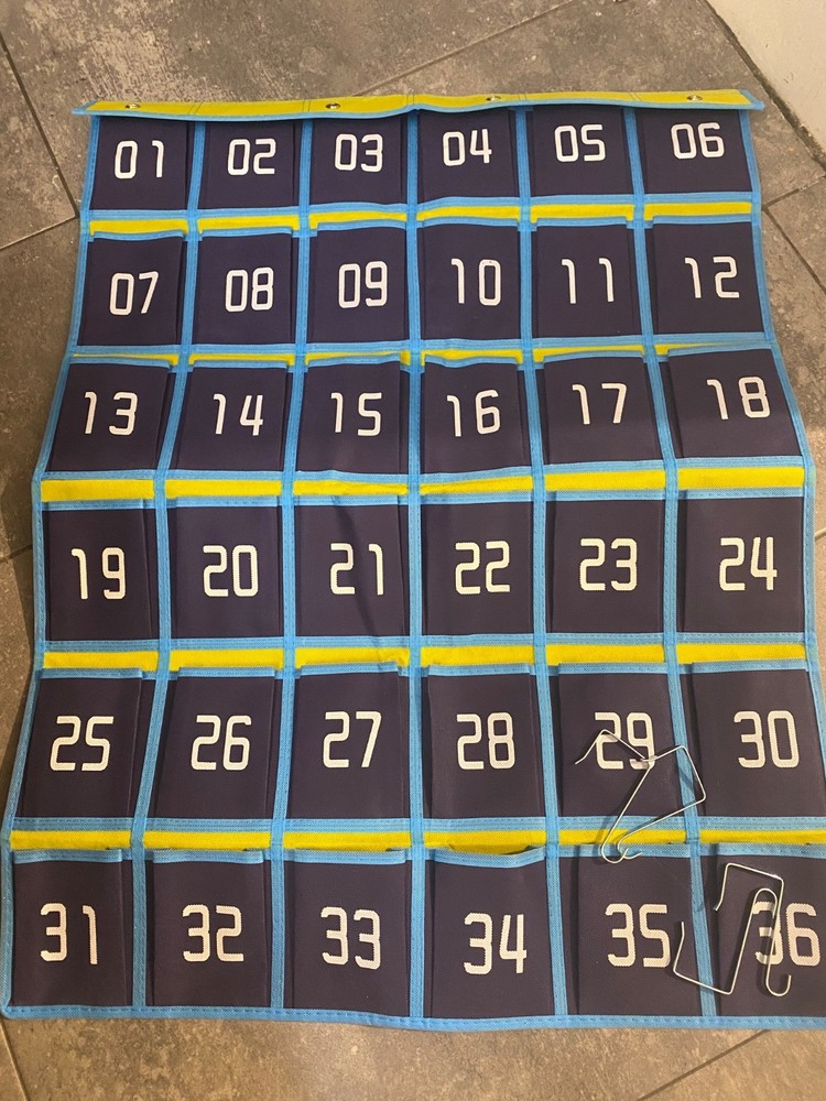 Numbered Classroom Closet Pocket Chart Cell Phones Calculator Holder...