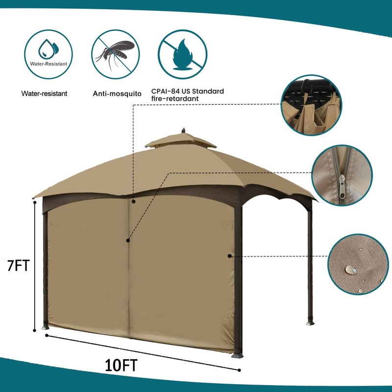 Universal Replacement Privacy Curtain for 10' x 10' Gazebo - Zippered Canopy Sid gallery