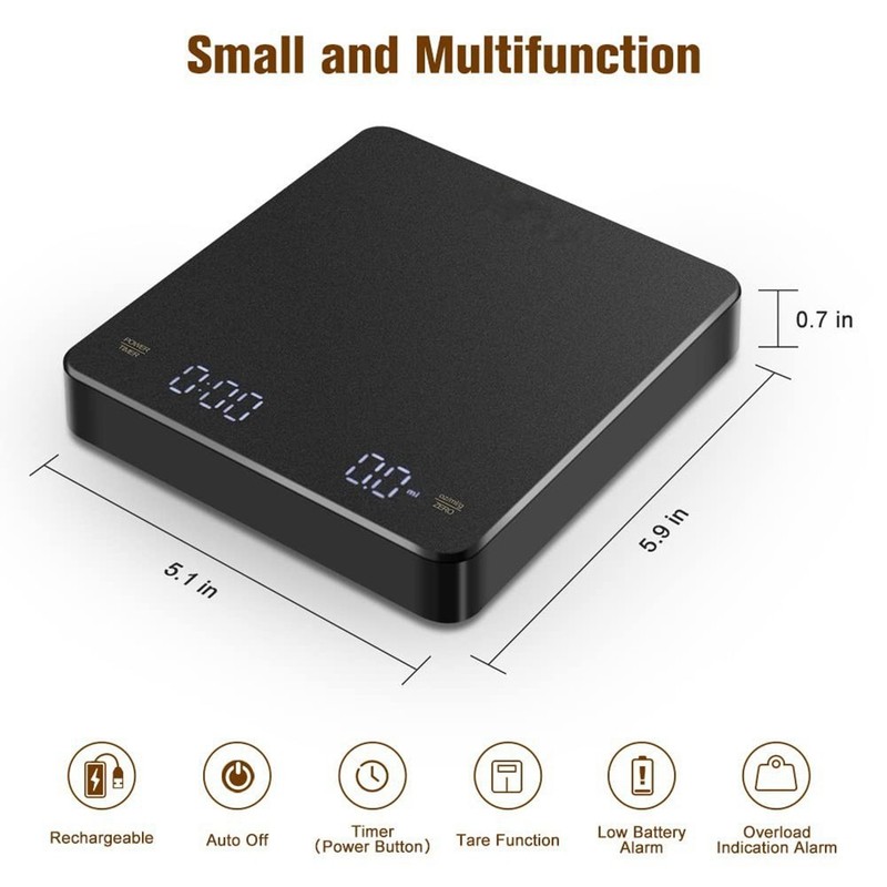 Coffee scale with timer, coffee scale, 0.1 g/3 kg, rechargeable, shutdown4989 gallery