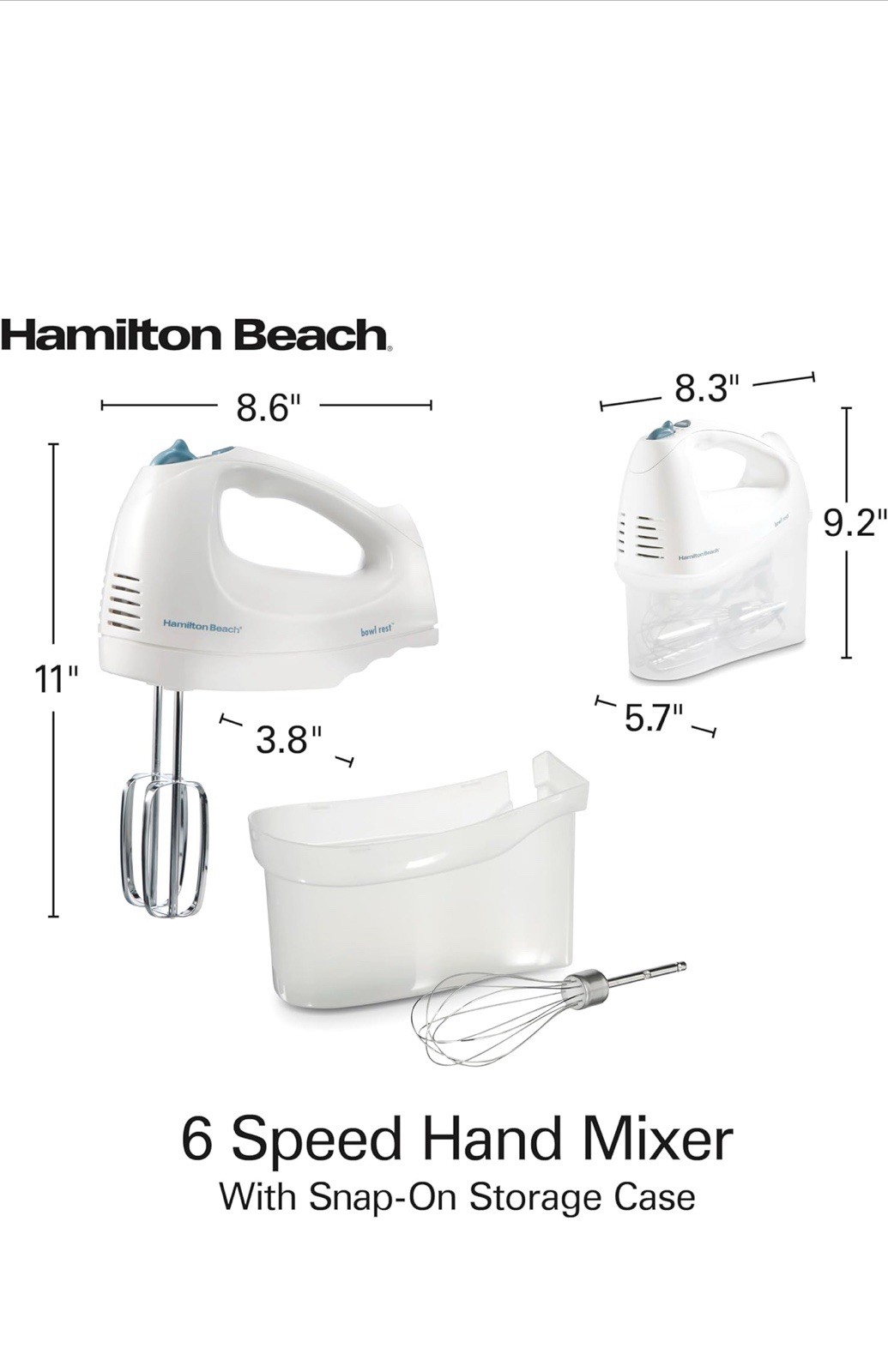 Hamilton Beach 6-Speed Electric Hand Mixer with Whisk And Storage Case gallery