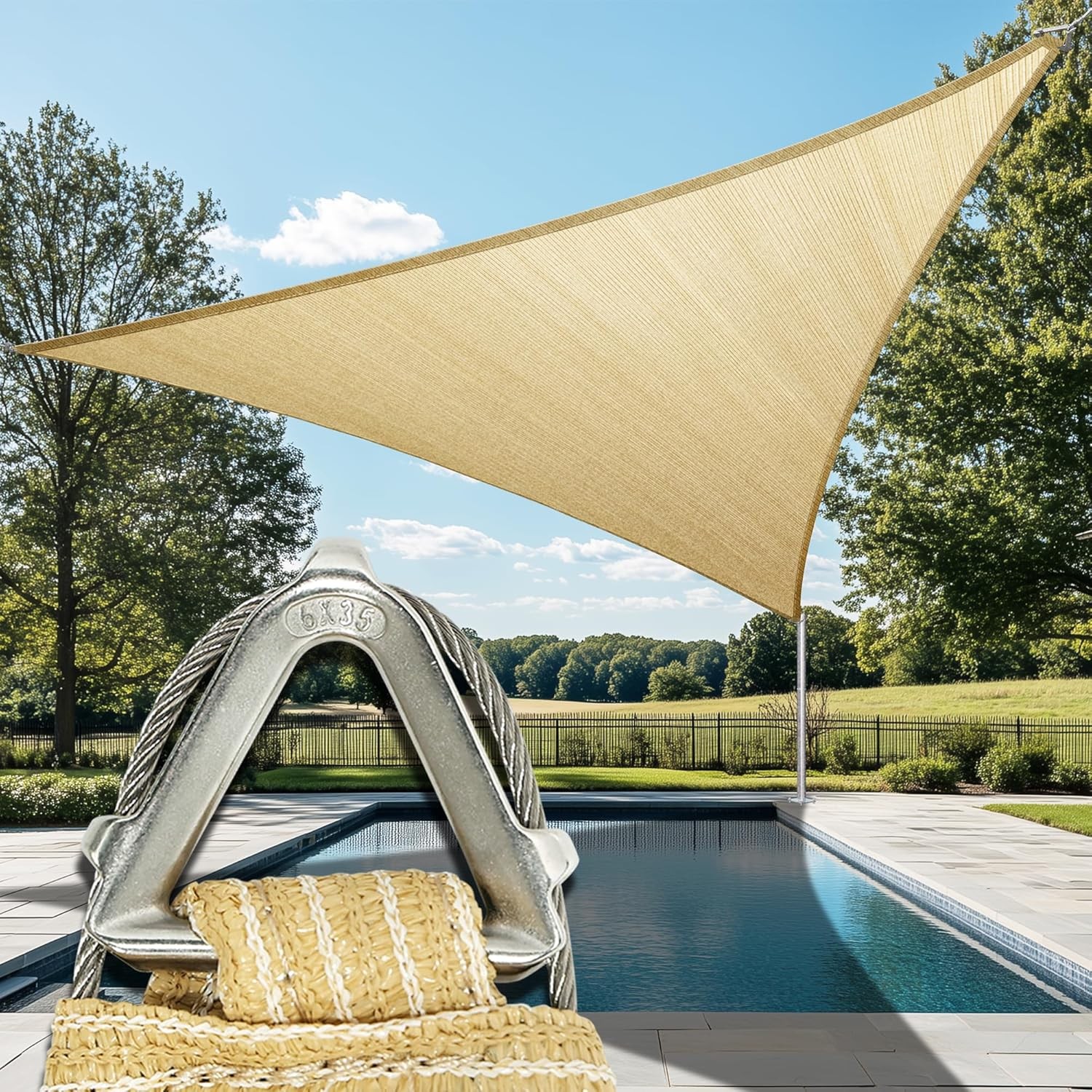 Heavy Duty Triangle Pro Ring Sun Shade Sail, UPF50 260 GSM, Reinforced Corners gallery