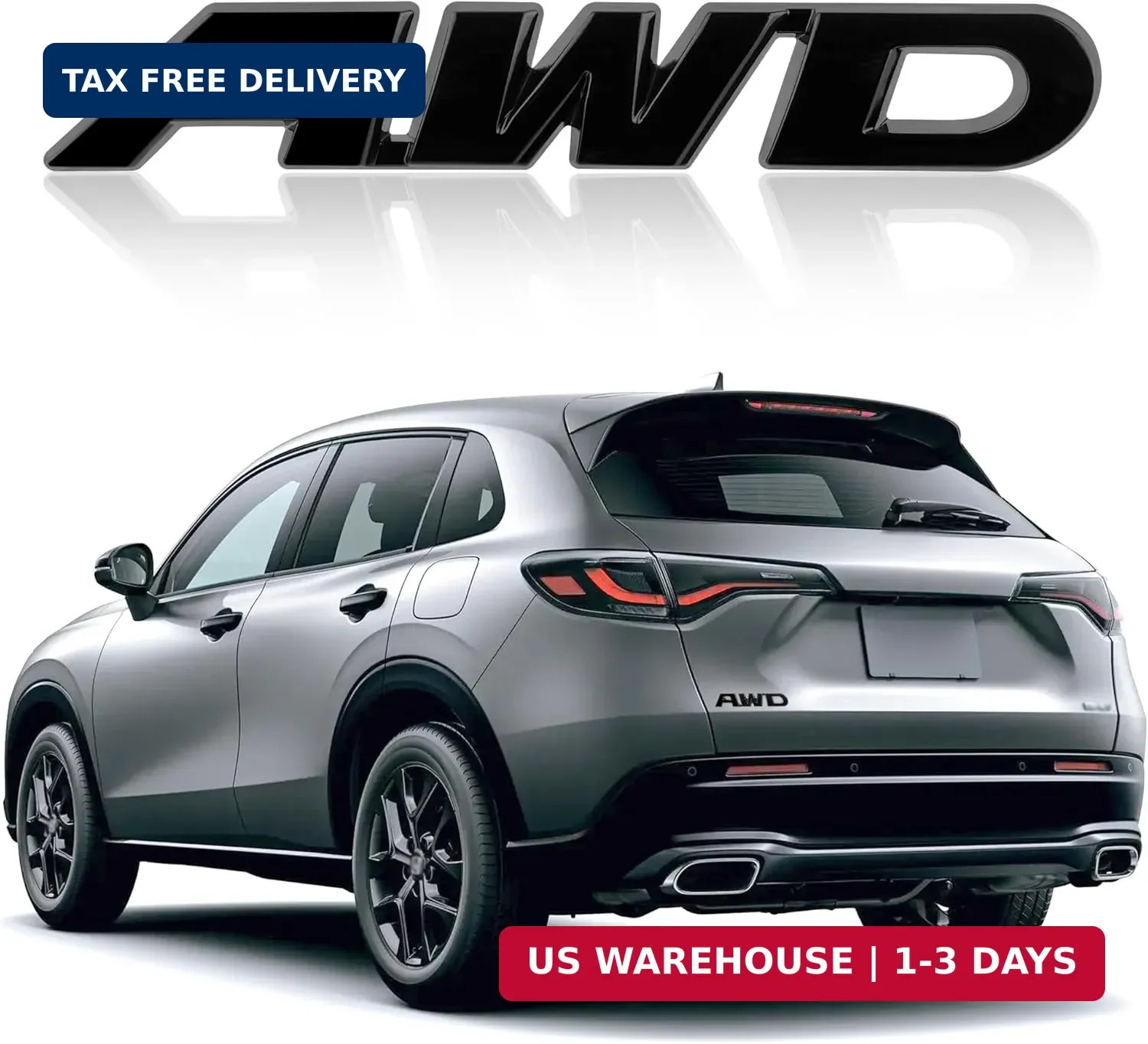 3D AWD Car Emblems and Badges with Adhesive,Premium Exterior Metal Stickers for gallery