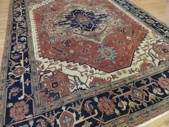 9×12 Herize Serapi style Oriental Area rug wool Rust Black Green Blue/Gray