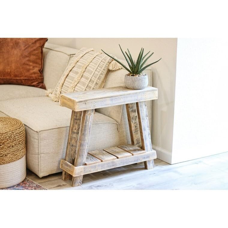26x8x23 Aztec A Frame Accent Table Natural Natural Farmhouse Rectangular Wood gallery