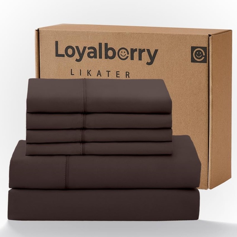 Sheet Set- 6 Piece Breathable & Cooling Sheets | Ultra-Soft King Dark Brown gallery