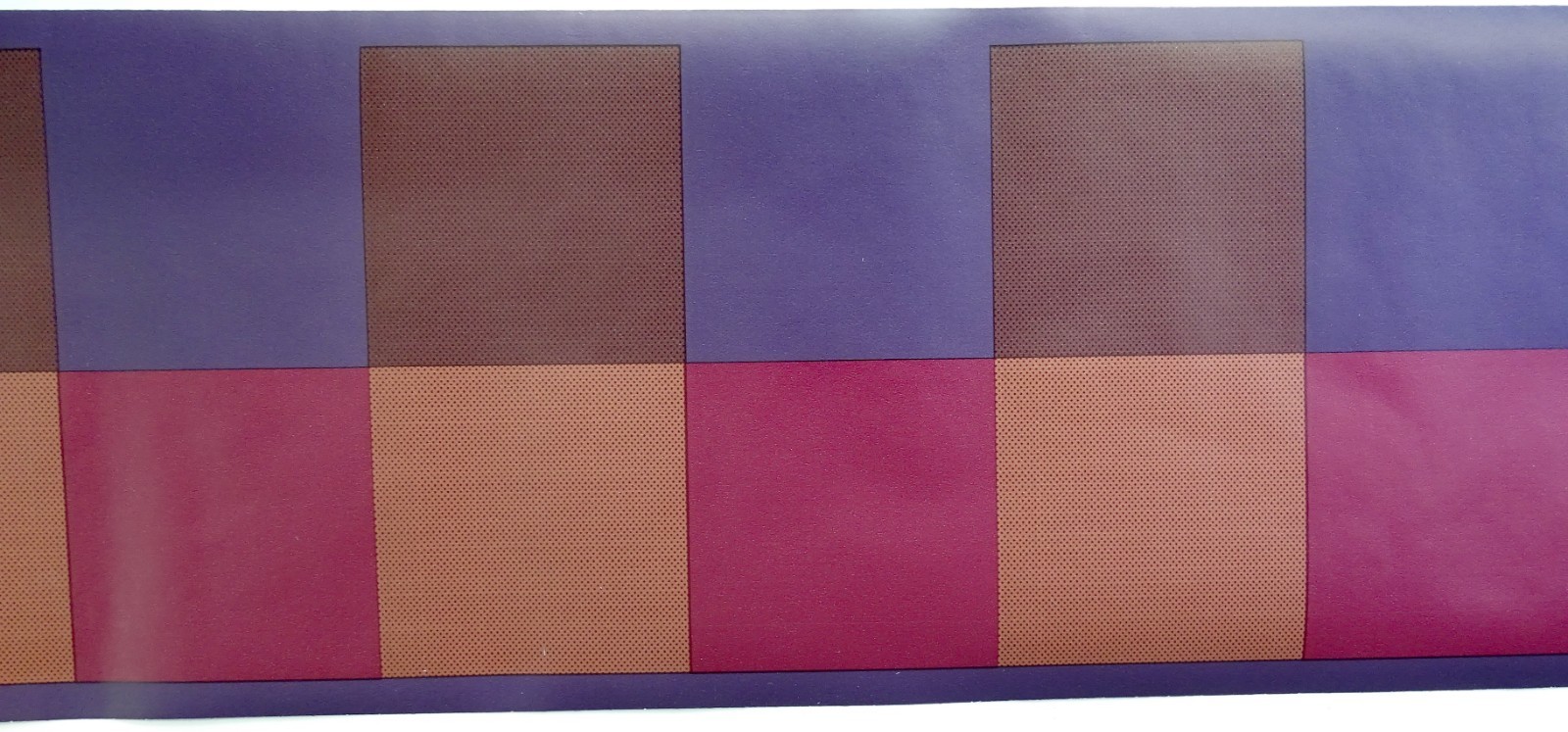 3 Rolls Purple Red Dark & Light Brown Squares 6.75” Wallpaper Border Pre-pasted gallery