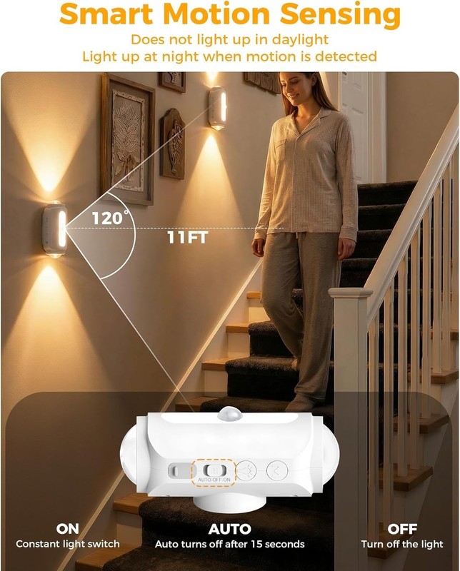 Motion Sensor Wall Light, Rechargeable Wireless Sconce Set of 2, Wireless No ... gallery