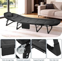 GRAVEE Folding Camping Cot Bed Lounge Chair Reclining Adjustable 4 Positions