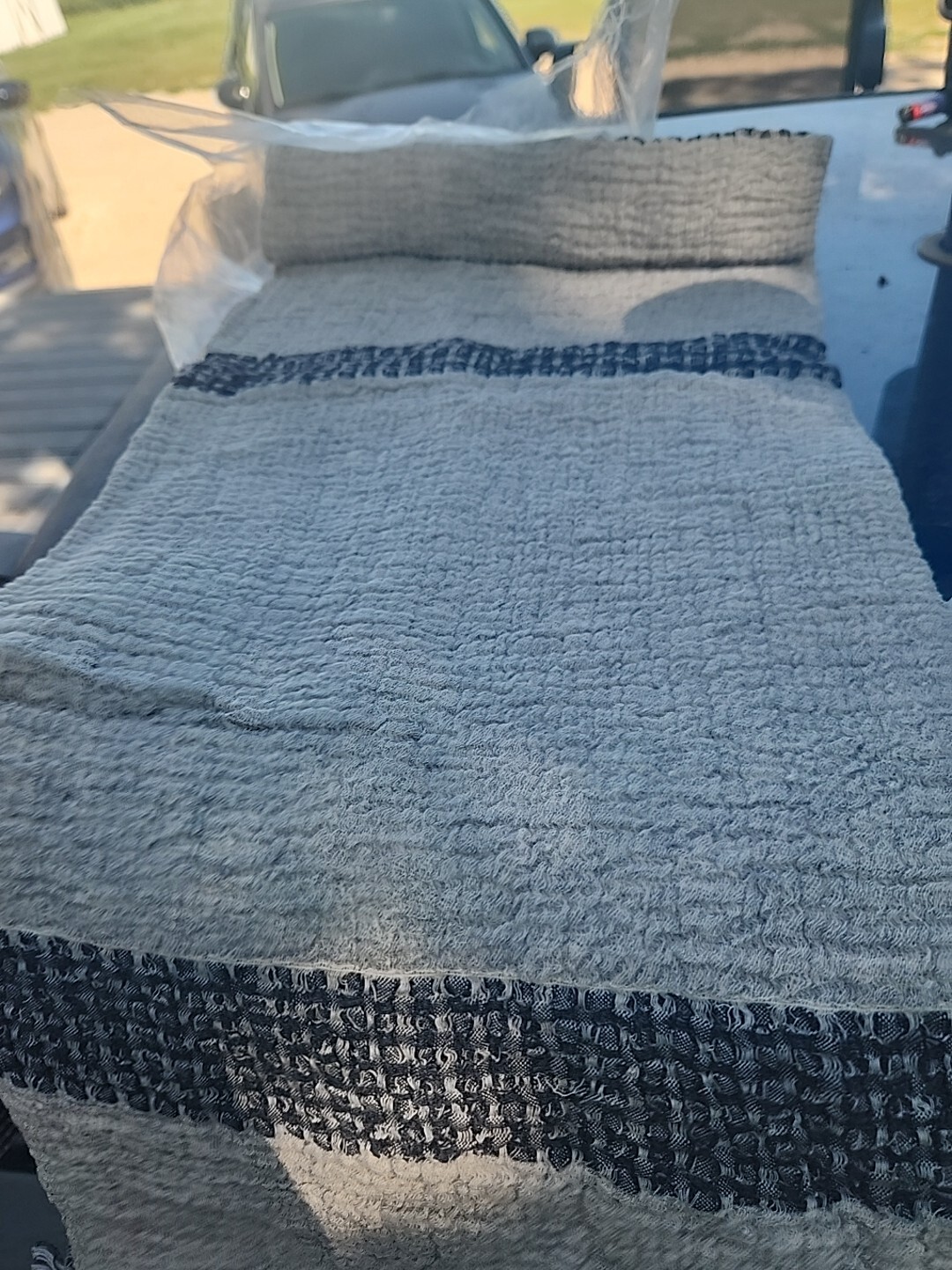 New Hearth & Hand Throw Blanket Gray with Cream Fringe gallery
