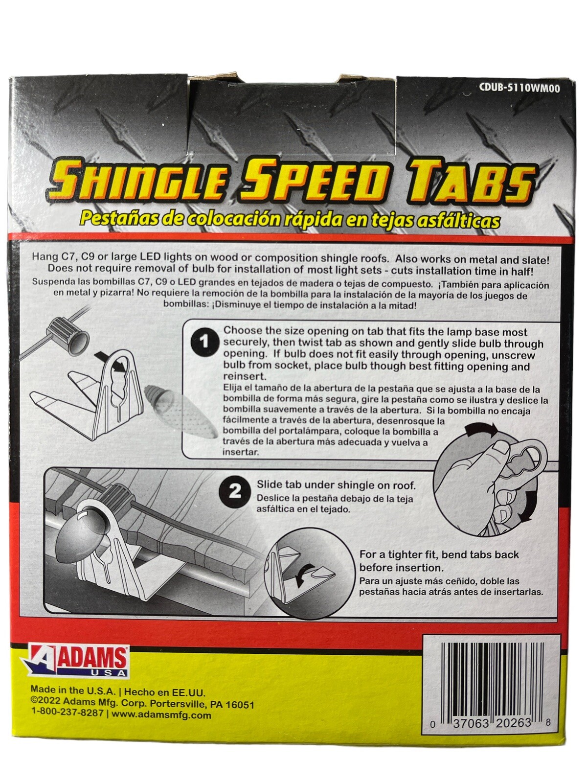 100 Adams Commercial Grade Speed Shingle Tabs for Christmas Lights - NIB gallery