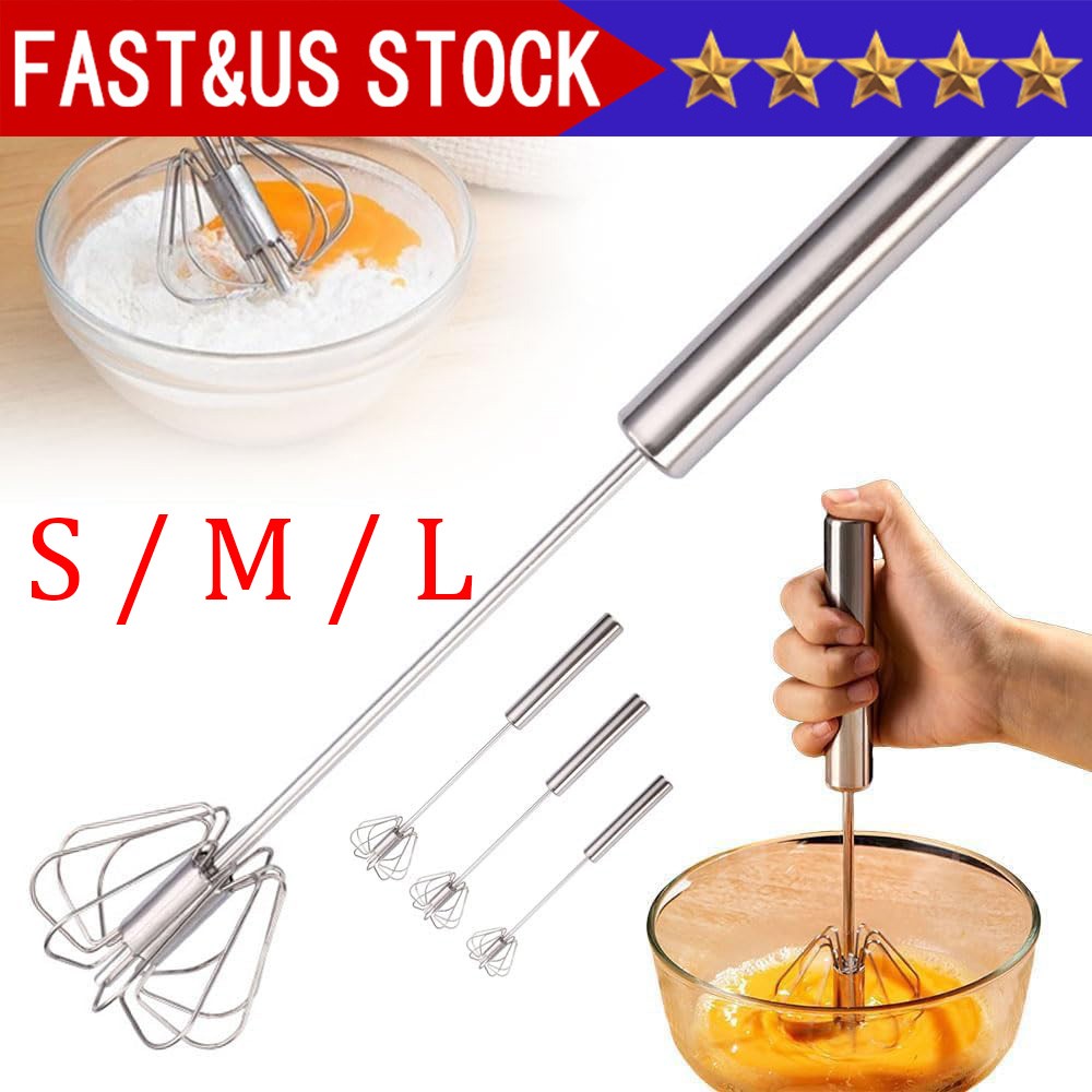 Semi-Automatic Egg Whisk Hand Push Egg Beater Stainless Steel Blender Mixer Whis gallery