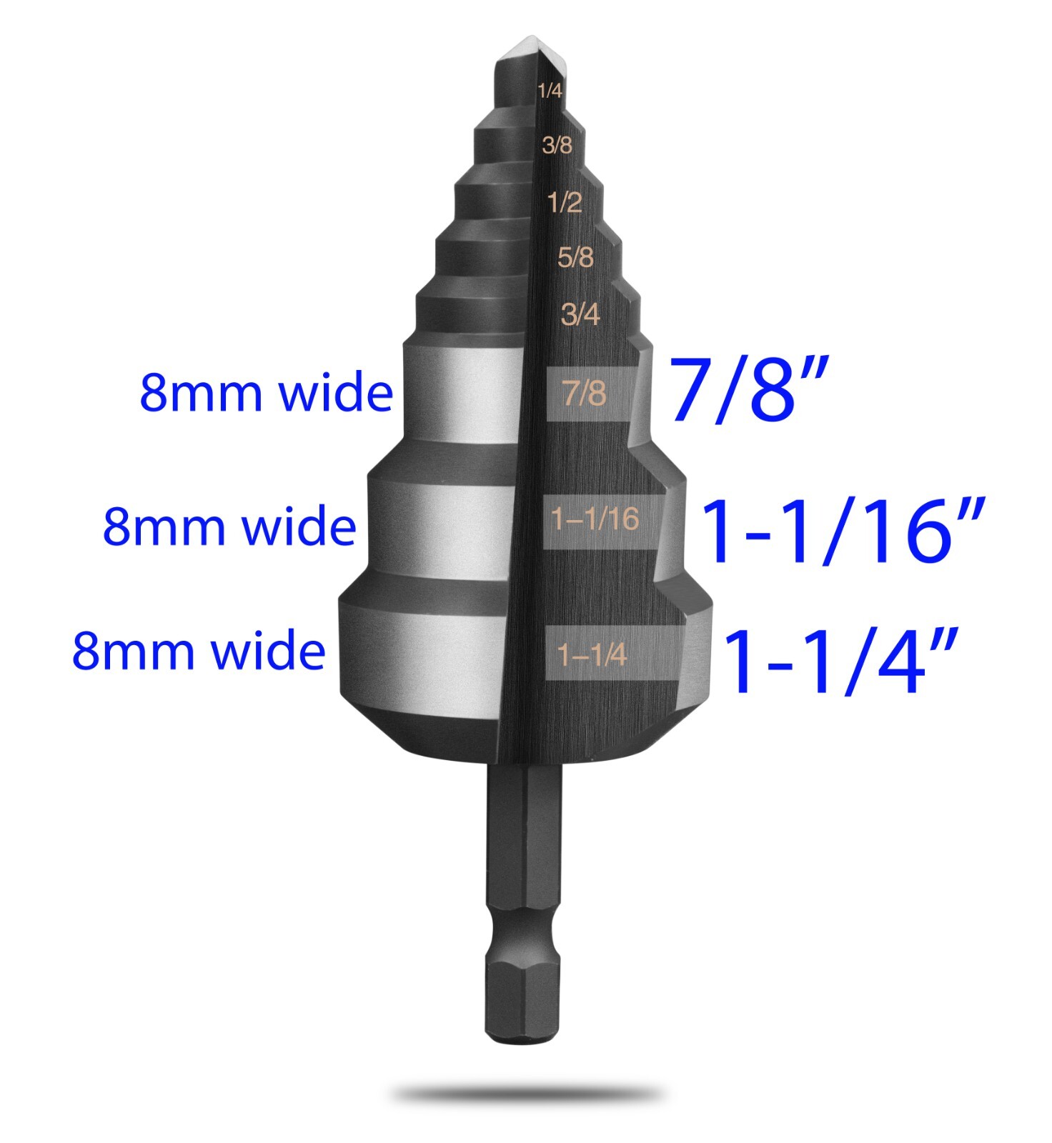 RAINPAL SDB125 Step Drill Bit 3 Large Step 7/8“ 1-1/16“ 1-1/4” gallery