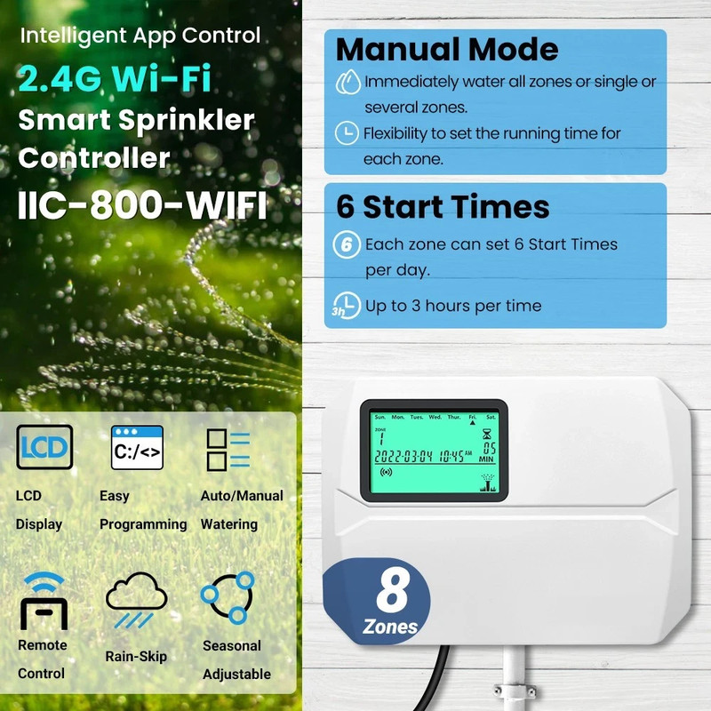 4/8 Zone Lawn Sprinkler Controller Outdoor Irrigation Systems WiFi App Control gallery