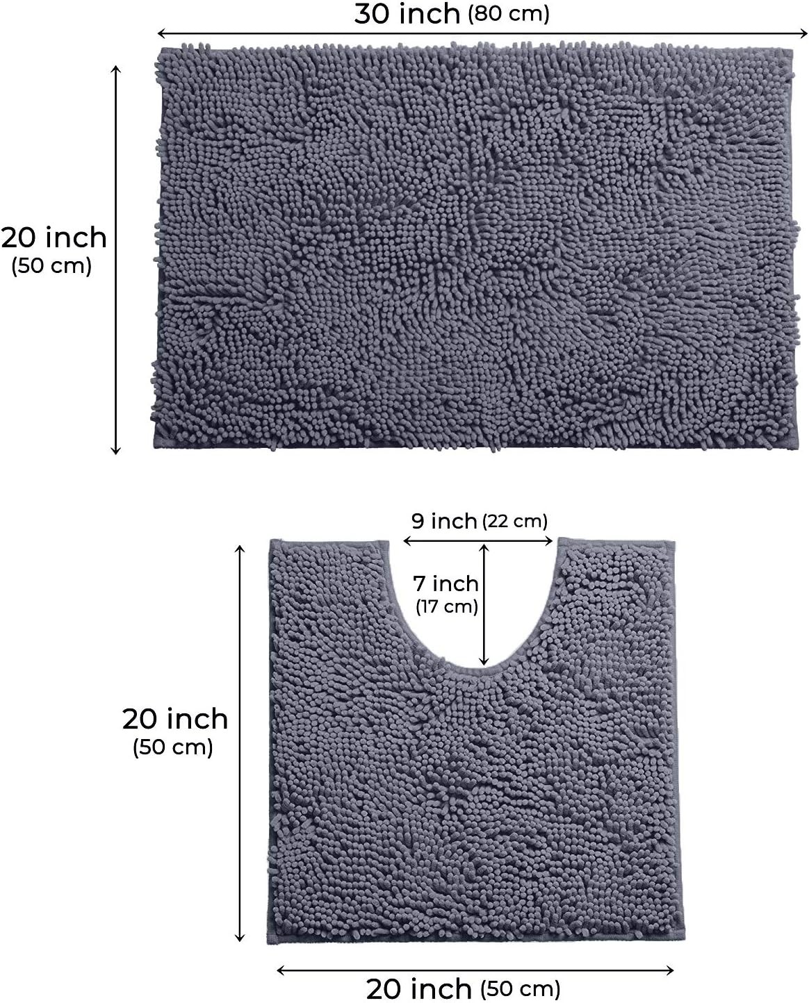 Bathroom Mats 2 Piece Set, Bathroom Rug Set, Soft Absorbent Chenille Bath Mat... gallery