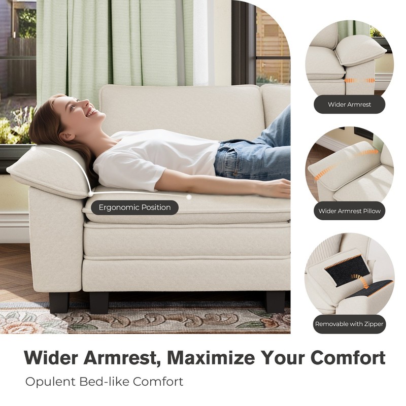 Modular Sectional Sofa Chenille Cloud Couch with Chaise and Cushion 1/4/5/6-Seat gallery