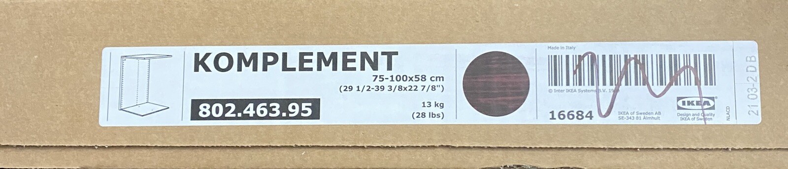 Ikea KOMPLEMENT Divider for frame, black-brown, 29 1/2-39 3/8x22 7/8 " 80246395 gallery