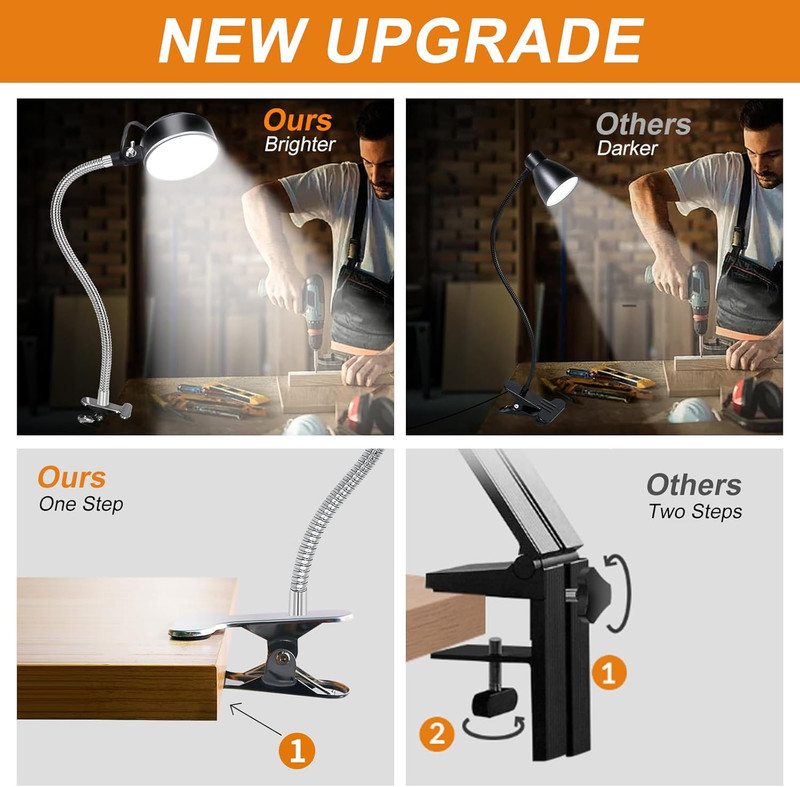 Clamp Light, LED Work Light with Flexible & Strong Clip for Workshop, Sewing, La gallery