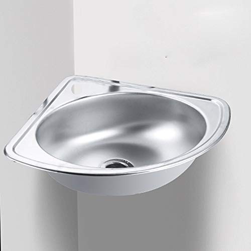Stainless Steel Small Wall Mount Corner Bathroom Sink With Overflow Triangle gallery