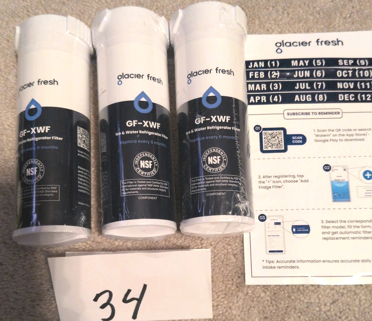3 PACK GLACIER FRESH GF-XWF Replacement for GE XWF Refrigerator Water Filter gallery