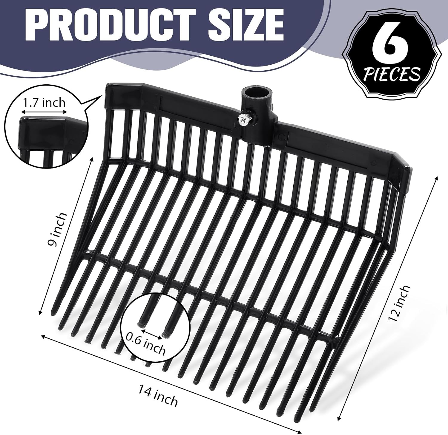 Manure Fork Replacement Head 18 Tines Heavy Duty Black gallery