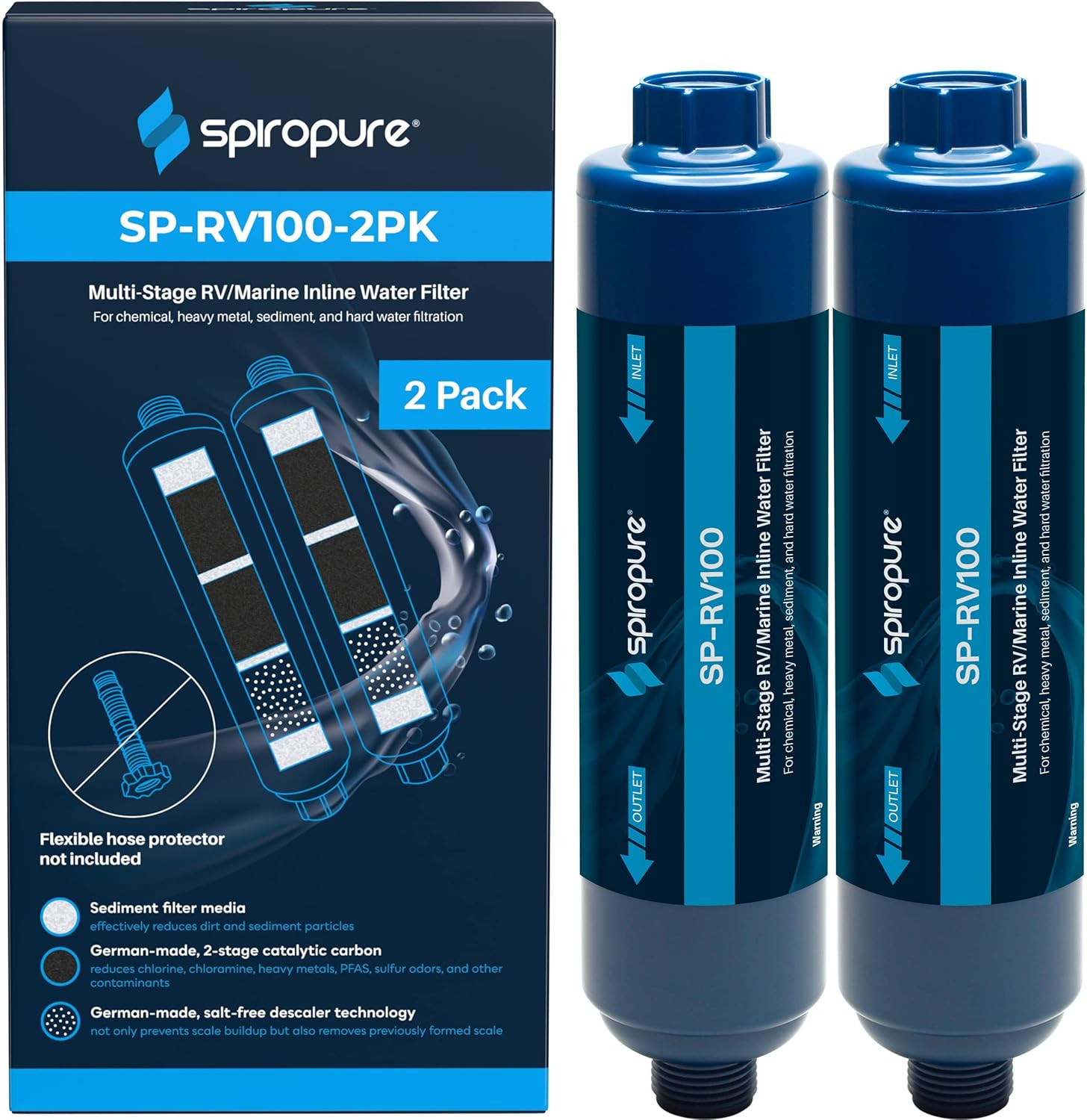 2-Pack RV Marine Inline Water Filters - Removes Sediment, Chlorine & Heavy Metal gallery
