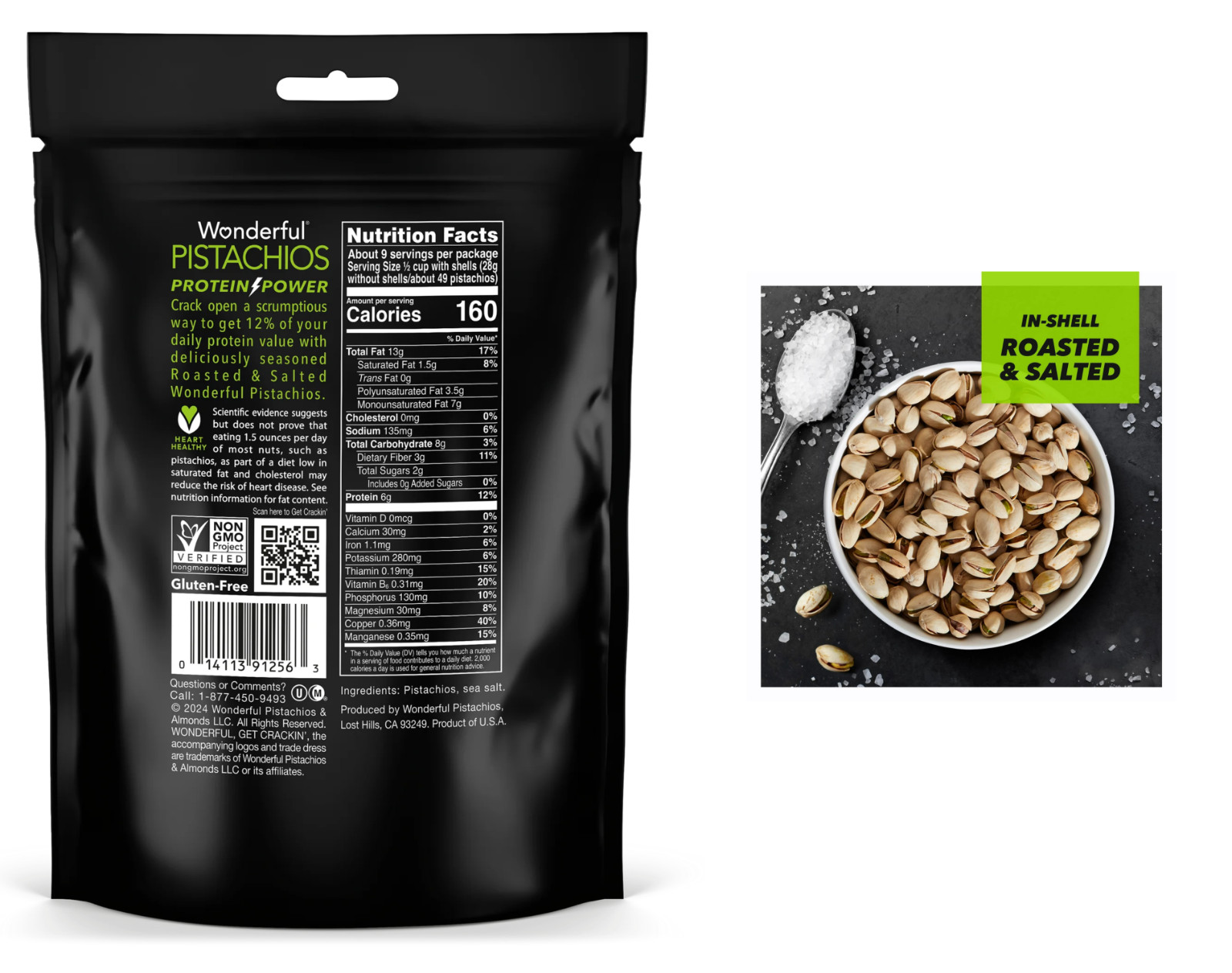 Wonderful Pistachios, In-Shell Roasted & Salted Nuts, 16 Ounce Bag (Pack of 2) gallery