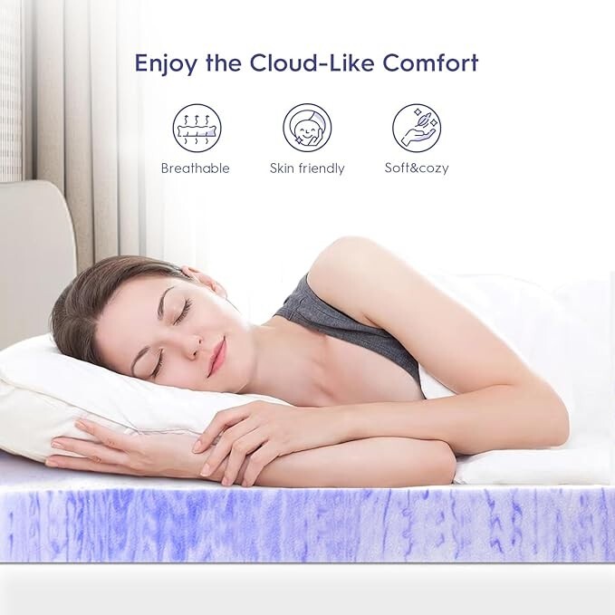 ELEMUSE 2 Inch Ventilated Design Memory Foam Full Size Mattress Topper gallery