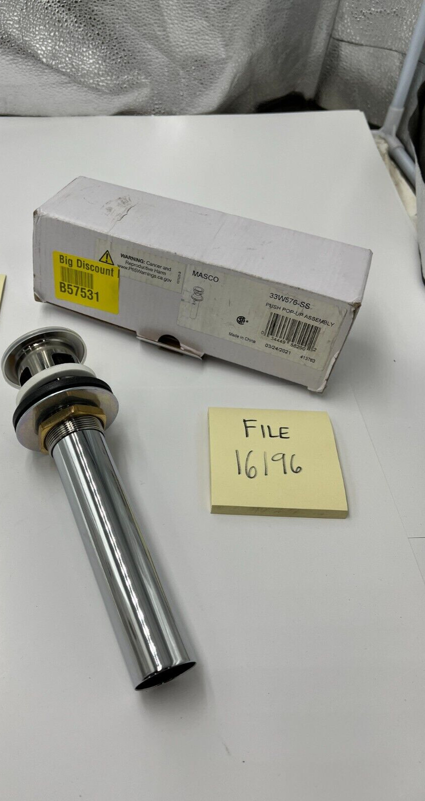 Delta Push Pop-Up Drain Assembly 8" Height 33W576-SS Brilliance Stainless gallery