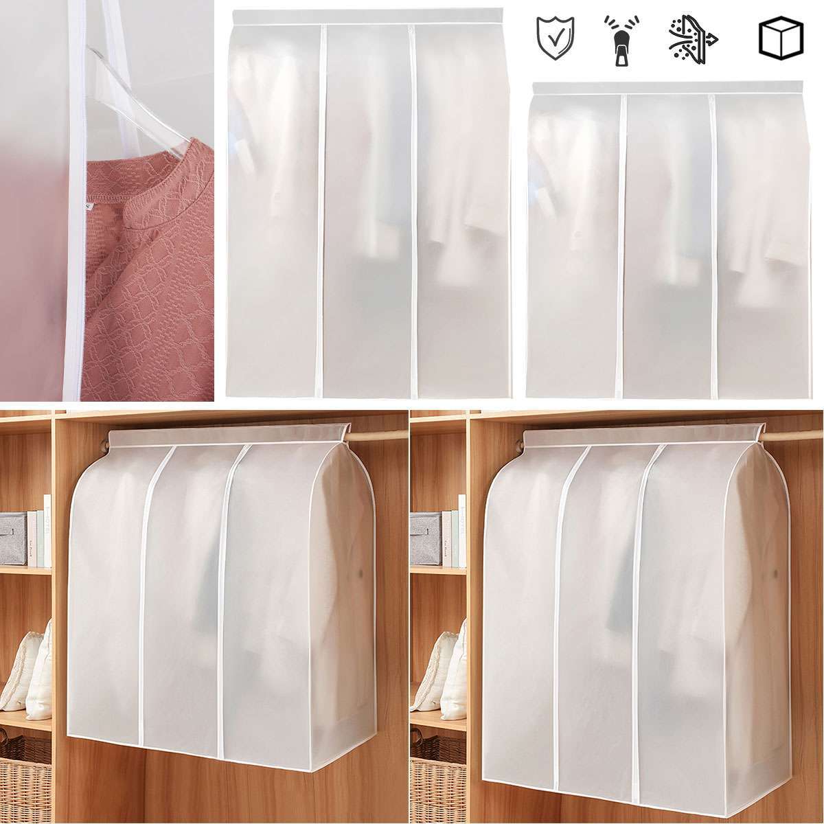 Clothes Garment Dust Cover Storage Protector Suit Dress Wardrobe Coat Hanger Bag gallery