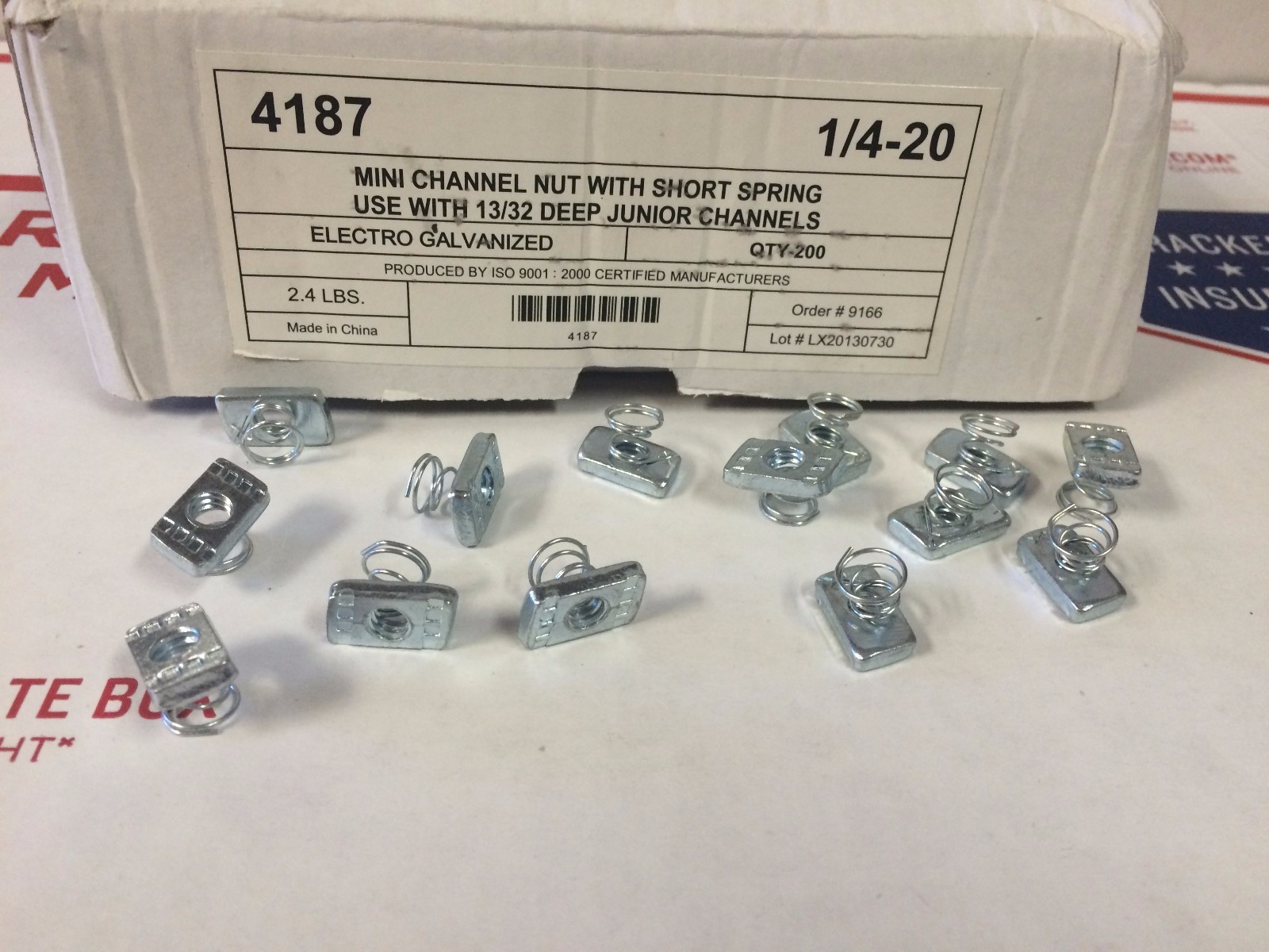 (#4187) P7006-1420 1/4"-20 Mini / Junior Spring Nuts for Unistrut Channel 50/BOX gallery