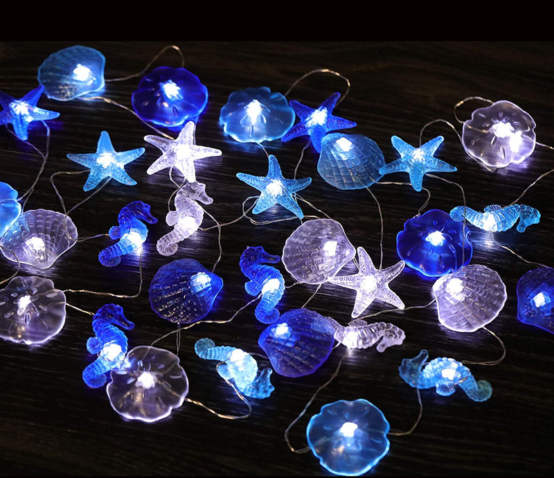 17.5Ft Cold White Beach String Light Seashell Starfish Fairy Light for Party gallery