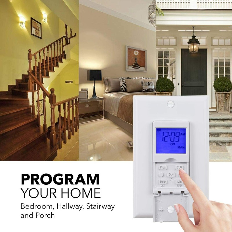 BN-LINK 7 Day Programmable In-Wall Timer Switch Digital with Blue Light, 3 way gallery