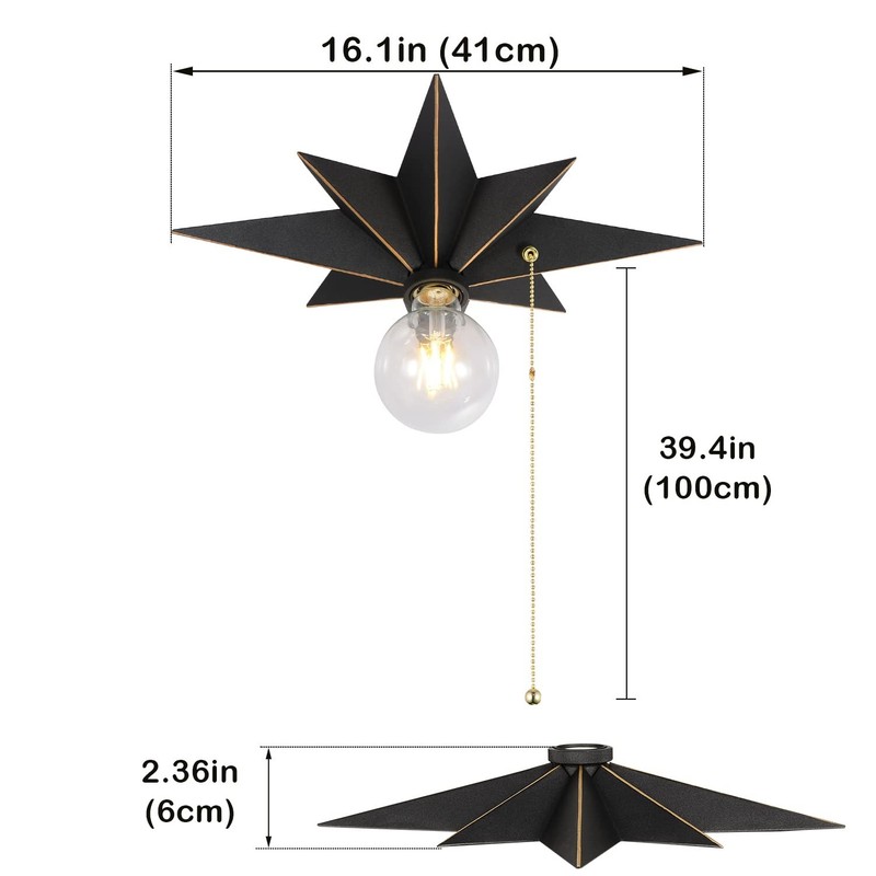 16 inch Flush Mount Ceiling Light with Pull Chain On/Off Switch, Industrial B... gallery