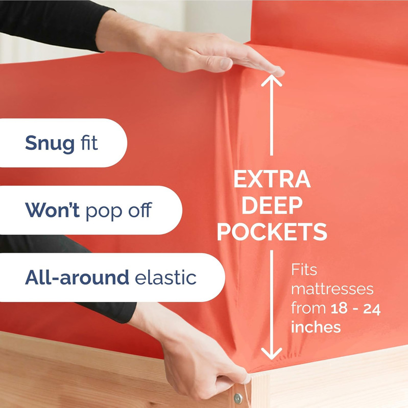 Extra Deep Pocket King Sheets - 4 Piece Breathable & Cooling Bed Sheets - Hotel gallery