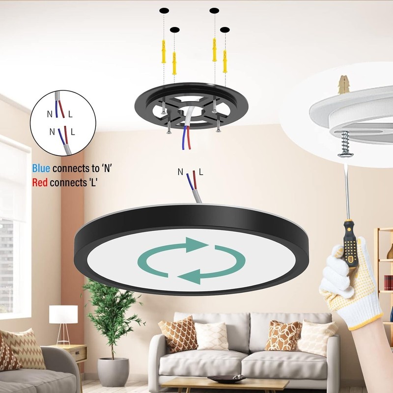 2 Pack 12 inch LED Flush Mount Ceiling Light Fixture, Day White 6000K Thin Round gallery
