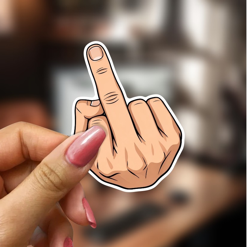 Middle Finger Funny Sticker, Peel N' Stick, Different Sizes. gallery