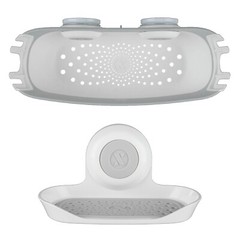 SlipX Solutions Shampoo Basket and Suction Soap Saver Bundle