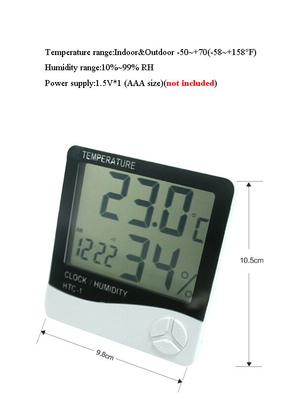 TechTongda Indoor Digital LCD Temperature Humidity Meter Clock Multi-function gallery