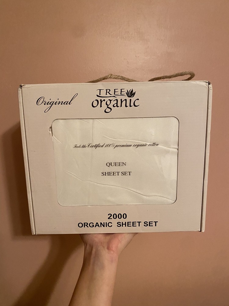 Tree Organic Queen Sheet Set 2000 Thread Count Organic Cotton Bedding Solid New