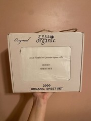 Tree Organic Queen Sheet Set 2000 Thread Count Organic Cotton Bedding Solid New