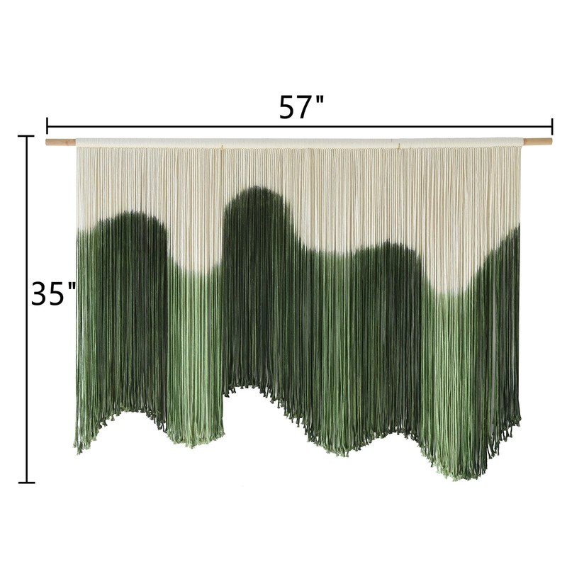 IOWER Large Macrame Wall Hanging Boho Art Green Fiber 39"L x 57"W, gallery