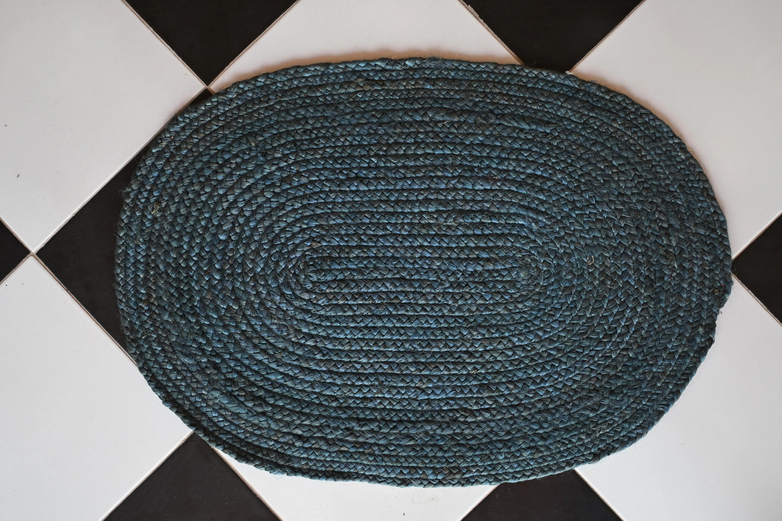 Rugmoda Jute Blue Braided Round 1.5x2 ft Entryway Doormat Rug gallery