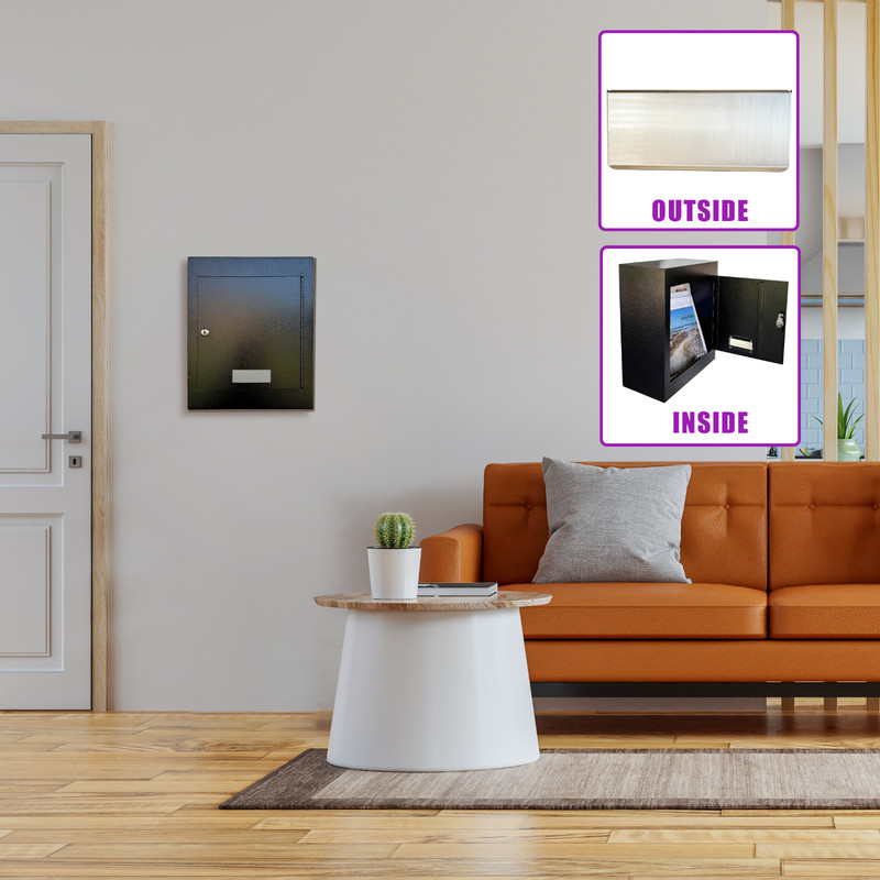 OPEN BOX Through-the-Wall Drop Box with Rainproof Cover & Adjustable Chute gallery