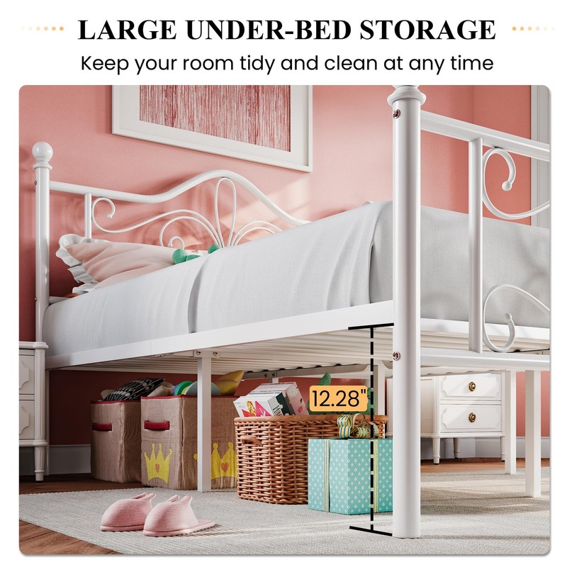 SHA CERLIN Full Size Bed Frame with Headboard,Metal Bed Frame with Butterfly ... gallery