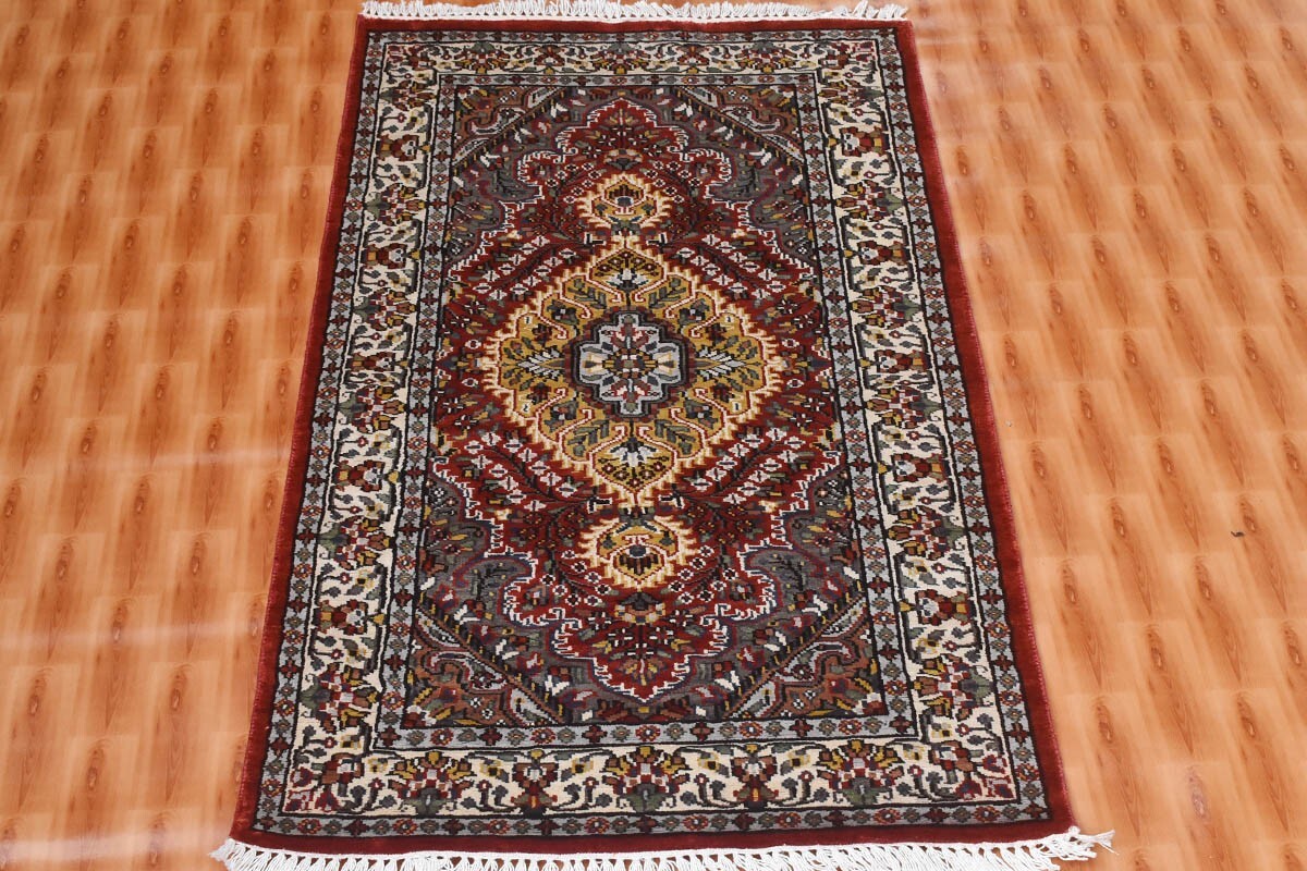 Red Silk Rug Traditional Pattern Living Room Home Decor 2.6x4 Hand Knotted gallery