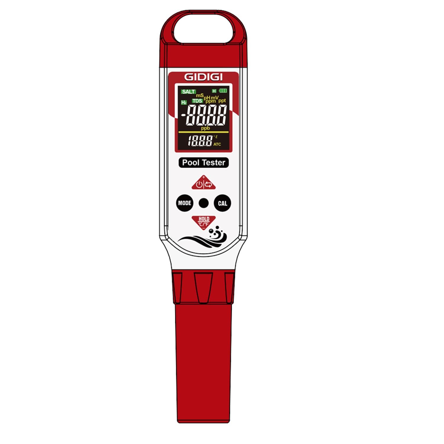 GIDIGI Digital Chlorine Tester Pool Salinity Meter, 7-in-1 pH Meter Test FAC... gallery
