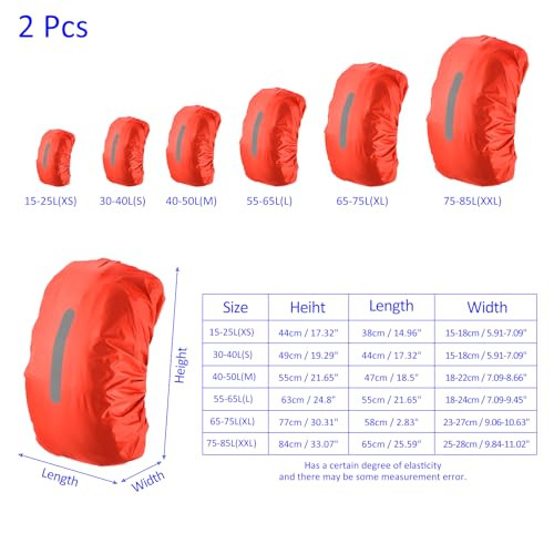 2 Pack Backpack Rain Cover - Waterproof Lightweight Cover with Vertical  3